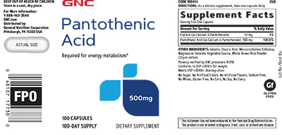 GNC Pantothenic Acid 500 mg