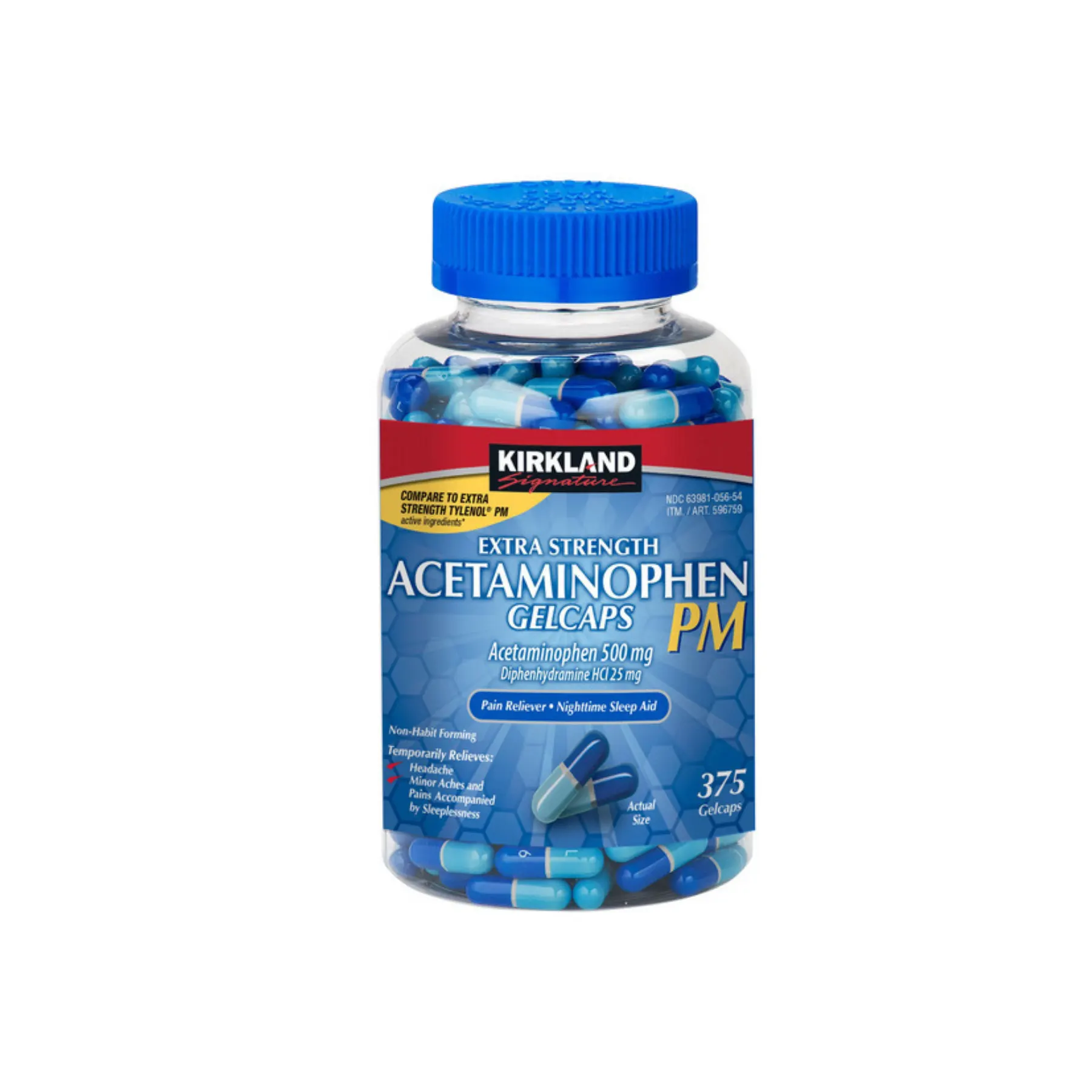 KIRKLAND EXTRA STRENGTH ACETAMINOPHEN PM (3) کپسول مسکن درد کرکلند | Kirkland Acetaminophen PM - 1